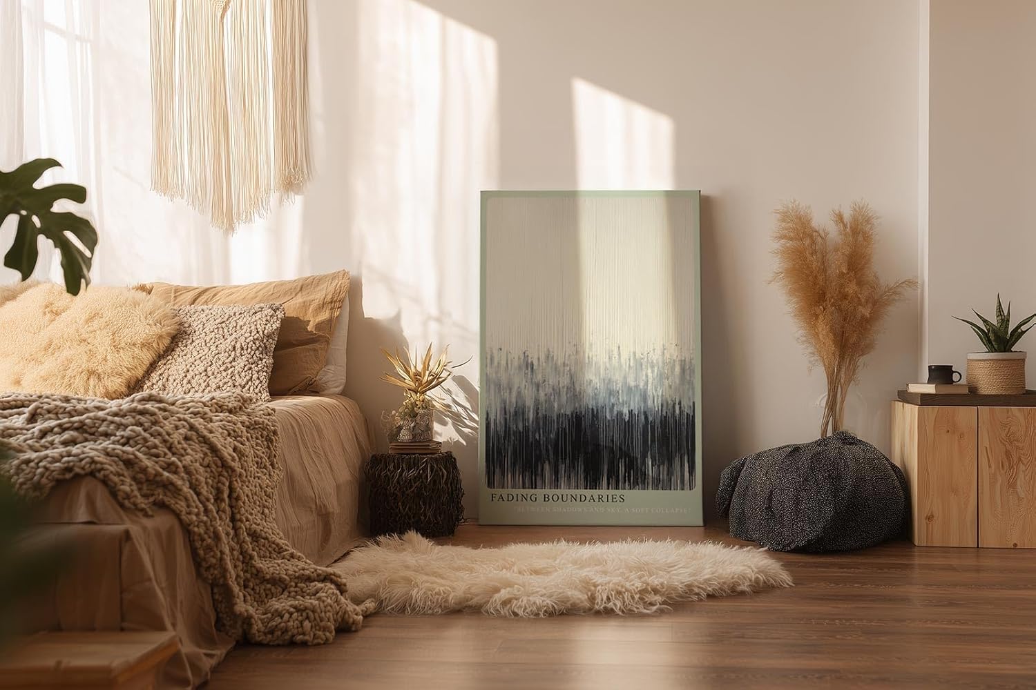 Paul Sinus Wandbild in 40x60cm Fading Boundaries – Abstraktes Kunstwerk mit sanften vertikalen Farbverläufen von Schwarz zu Weiß