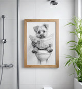 Paul Sinus Poster/Leinwandbild/Rahmenoption Lustiges Hundebild – Witzige Klo-Deko fürs Gäste-WC – Perfekt für Hundeliebhaber
