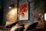 Paul Sinus Kunstdruck 40x60cm Flame in Bloom – rote Blütenblätter mit Tautropfen in leuchtender Nahaufnahme