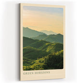 Paul Sinus Kunstdruck 40x60cm Green Horizons Hügel Sonnenaufgang Morgenstimmung Natur Lichtstimmung