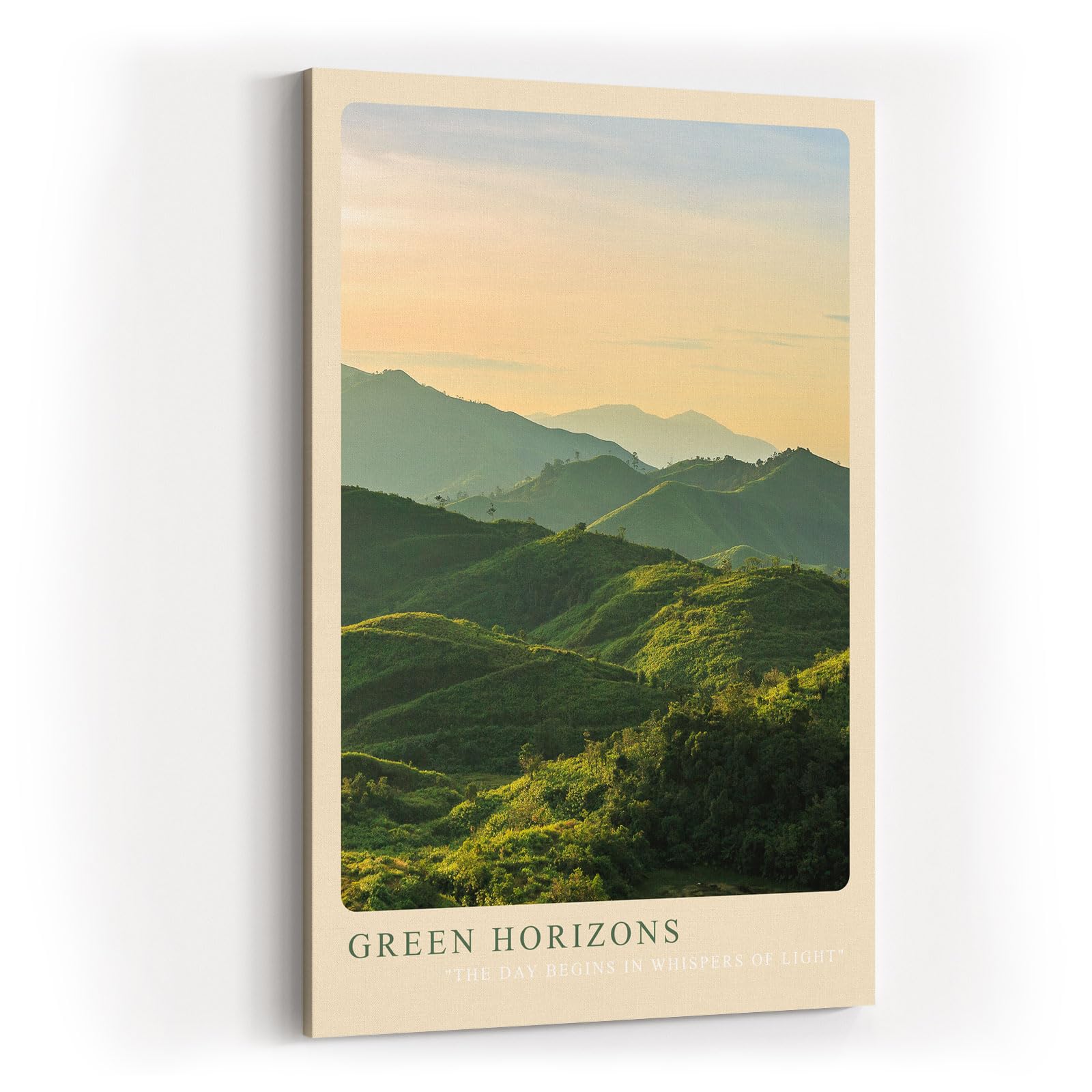 Paul Sinus Kunstdruck 40x60cm Green Horizons Hügel Sonnenaufgang Morgenstimmung Natur Lichtstimmung