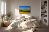 Sinus Art Wandbild 120x80cm Sanfte Hügel der Toskana mit Zypressen und Feldern unter strahlend blauem Himmel
