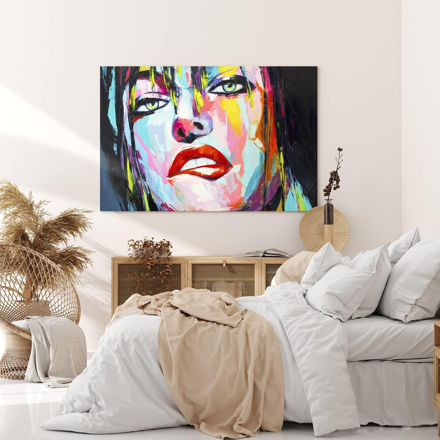 Wandbild 120x80cm Porträt einer jungen Frau Feminin Farbenfroh Abstrakt
