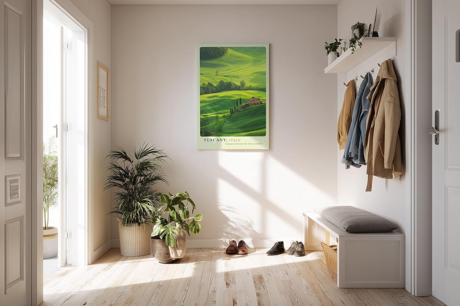 Paul Sinus Kunstdruck 40x60cm Tuscany Italien goldgrüne Hügellandschaft mit Bauernhaus und Zypressen im Licht