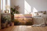 Sinus Art Wandbild 120x80cm Tempel im Morgendunst – faszinierende Komposition aus Kultur, Natur und Licht