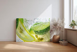 Sinus Art Wandbild 120x80cm Sprudelnde Zitrusfrüchte in lebendigen Farben mit erfrischender Bildwirkung