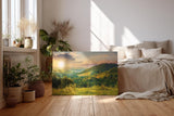 Sinus Art Wandbild 120x80cm Sanfte Hügellandschaft mit kräftigem Sonnenaufgang in natürlicher Weite