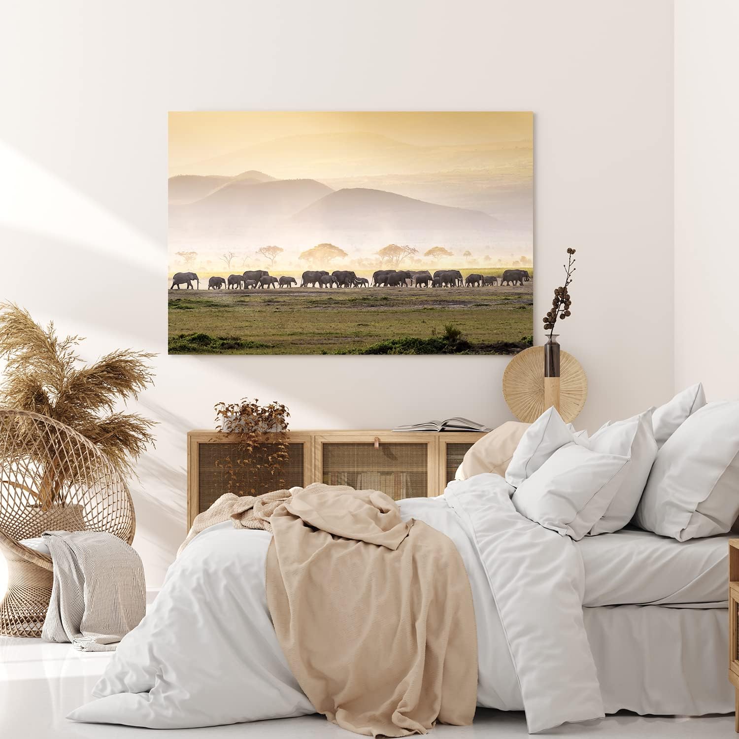 Paul Sinus Wandbild 120x80cm Elefantenherde Elefanten Afrika Tierfotografie Landschaft