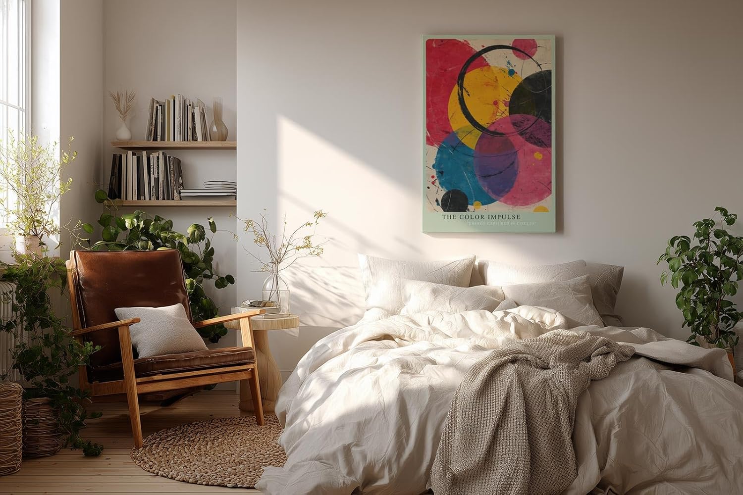 Paul Sinus Wandbild in 40x60cm The Color Impulse – Lebendige Komposition aus überlappenden Kreisen in kräftigem Gelb, Rot, Blau, Pink und Schwarz
