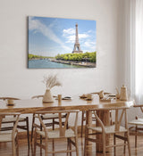 Paul Sinus Wandbild 120x80cm Paris Eiffelturm Fluss Frankreich Kanal blauer Himmel
