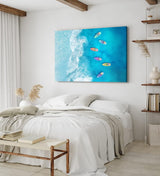 Paul Sinus Wandbild 120x80cm Luftaufnahme Strand Blau Meer Wellen Vogelperspektive Boote