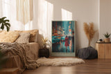 Paul Sinus Wandbild in 40x60cm The Girl in the Red Coat Impressionistische Stadtszene mit Frau im roten Mantel im nächtlichen Times Square