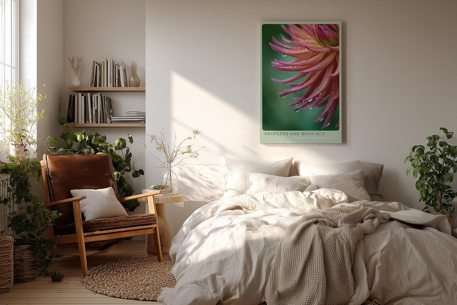 Paul Sinus Wandbild in 40x60cm Droplets and Delicacy – elegante Nahaufnahme einer pink-orangefarbenen Blüte mit Wassertropfen für stilvolle Wohnakzente
