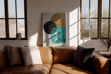 Paul Sinus Wandbild in 40x60cm The Fourth Surface – Geometrische Komposition aus Schwarz, Gold, Türkis und Marmorstruktur in harmonischer Anordnung