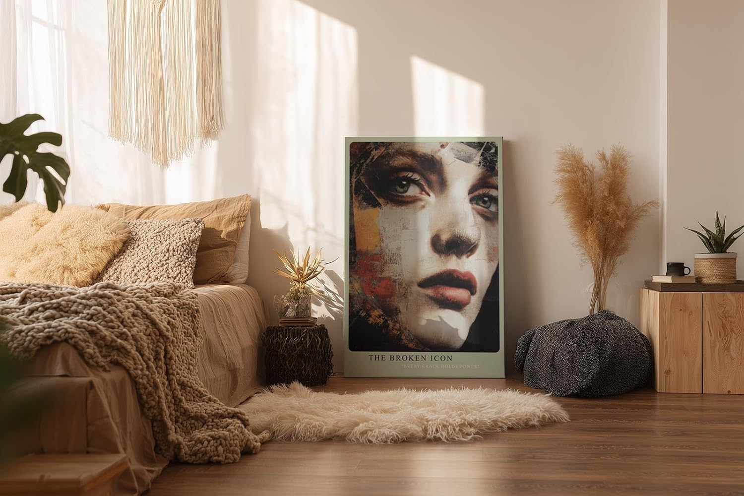 Paul Sinus Wandbild in 40x60cm Frauenporträt in fragmentierter Malweise – kraftvolles Mixed-Media-Kunstwerk für moderne Raumgestaltung