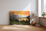 Sinus Art Wandbild 120x80cm Malerische Berglandschaft mit Sonnenuntergang und reflektierendem See