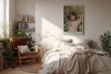 Paul Sinus Wandbild in 40x60cm Heavenly Rest – Liegendes Porträt einer jungen Frau im Blumenfeld, mit geschlossenen Augen, moderne Bilder in sanften Pastelltönen, friedlich und träumerisch