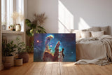 Sinus Art Wandbild 120x80cm Bekanntes NASA-Motiv der Säulen der Schöpfung in farbgewaltiger Sternenlandschaft