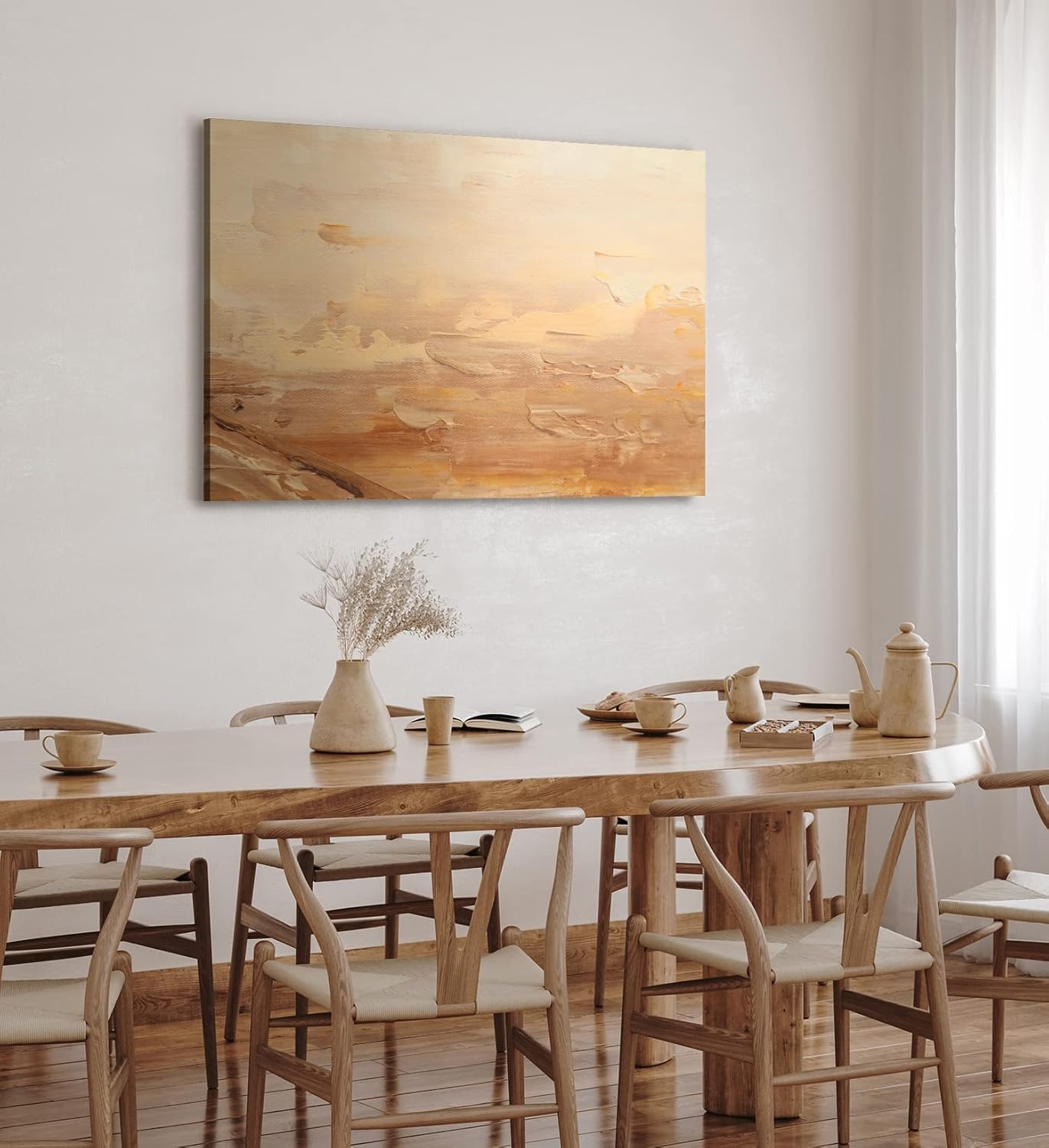 Wandbild 120x80cm Abstrakte Kunst Spachtelstruktur Beige Modern