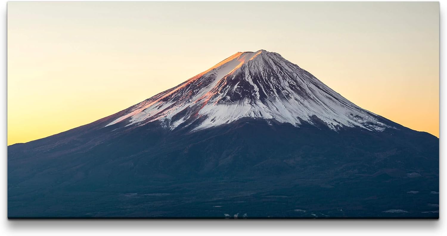 Gebirges Landschaft ca. 130x70cm Wandbild inklusive Schattenfugenrahmen weiss - Panorama Leinwand Bild XXL Format Wandbilder Wohnzimmer Wohnung Deko Kunstdrucke