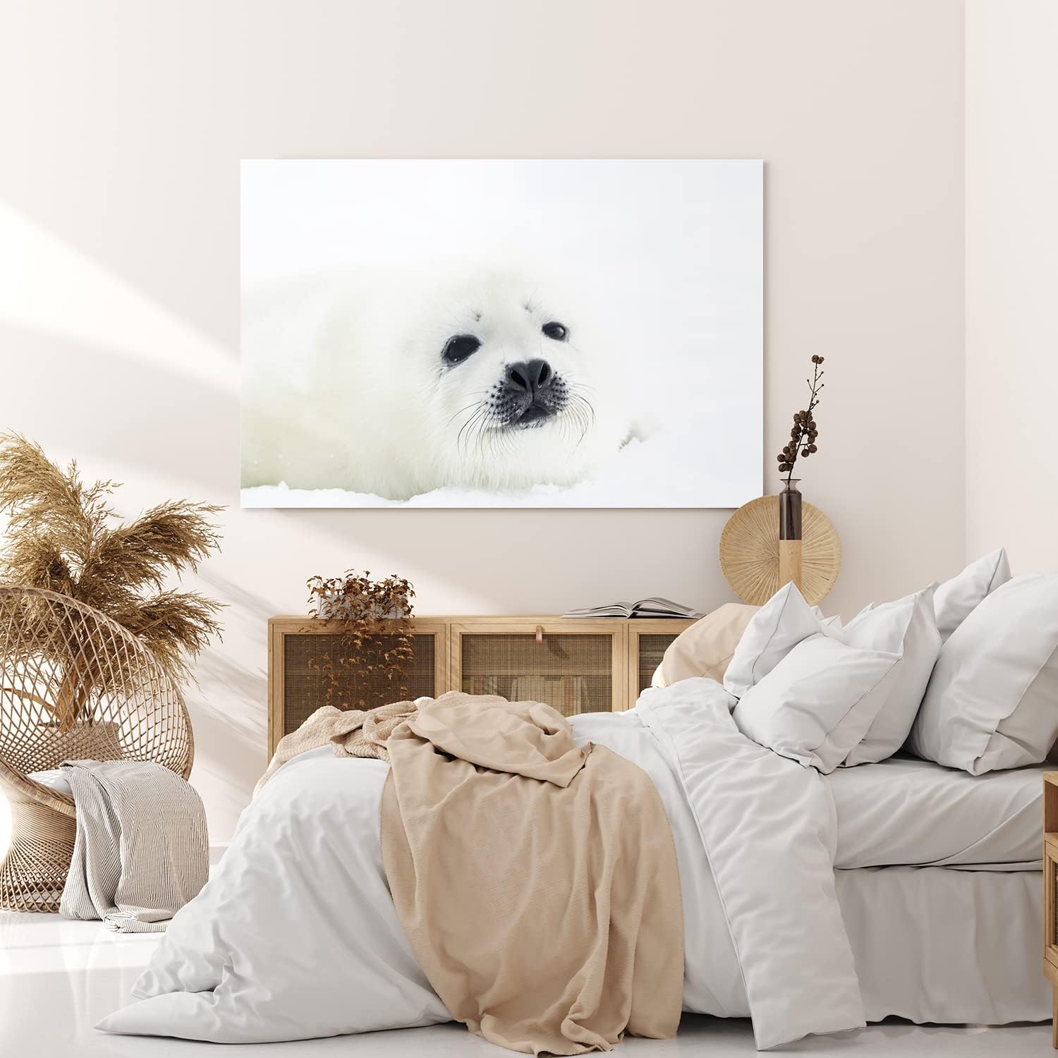Paul Sinus Wandbild 120x80cm Weiße Robbe Robbenbaby Schnee Tierfotografie