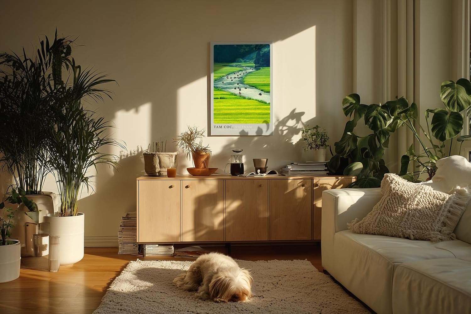 Paul Sinus Kunstdruck 40x60cm Tam Coc Vietnam Boote auf Fluss zwischen Reisfeldern – harmonische Naturreise