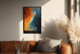 Paul Sinus Wandbild in 40x60cm The Liquid Frontier in kräftigen Blau-, Grauund Orangetönen mit fließendem Farbverlauf für stilvolle Raumakzente