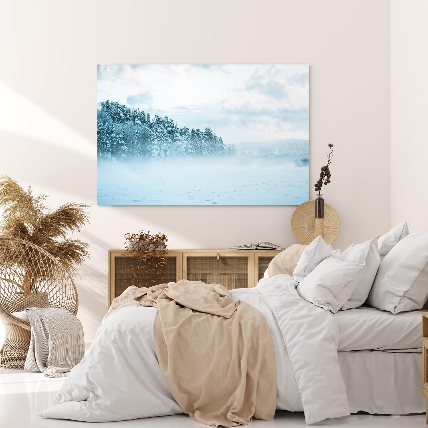 Paul Sinus Wandbild 120x80cm Winter Schnee Tannen Winterlandschaft Nebel