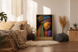 Paul Sinus Wandbild in 40x60cm The Colors of Grace afrikanische Frau mit buntem Kopftuch in detailreicher moderner Malerei für elegante Wohnakzente