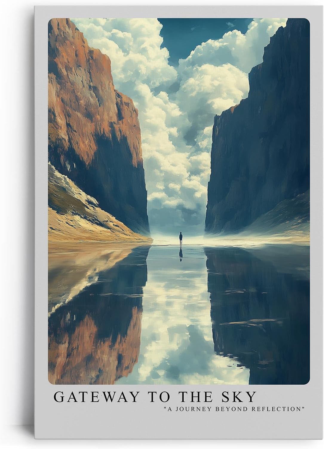 Paul Sinus Leinwandbild 80x120cm monumentale Felslandschaft mit spektakulärer Himmelsreflexion – kunstvolles Leinwandbild für moderne Raumgestaltung