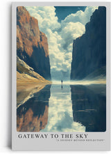 Paul Sinus Leinwandbild 80x120cm monumentale Felslandschaft mit spektakulärer Himmelsreflexion – kunstvolles Leinwandbild für moderne Raumgestaltung