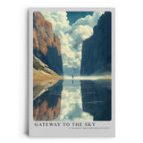 Paul Sinus Leinwandbild 80x120cm monumentale Felslandschaft mit spektakulärer Himmelsreflexion – kunstvolles Leinwandbild für moderne Raumgestaltung