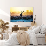 Paul Sinus Wandbild 120x80cm Hirsch Geweih Natur Morgentau Sonnenaufgang Natur