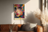 Paul Sinus Wandbild in 40x60cm The Face of Bloom Ausdrucksvolles Frauengesicht kunstvoll umrahmt von bunten Blüten und farbenfrohen Mustern für moderne Raumgestaltung