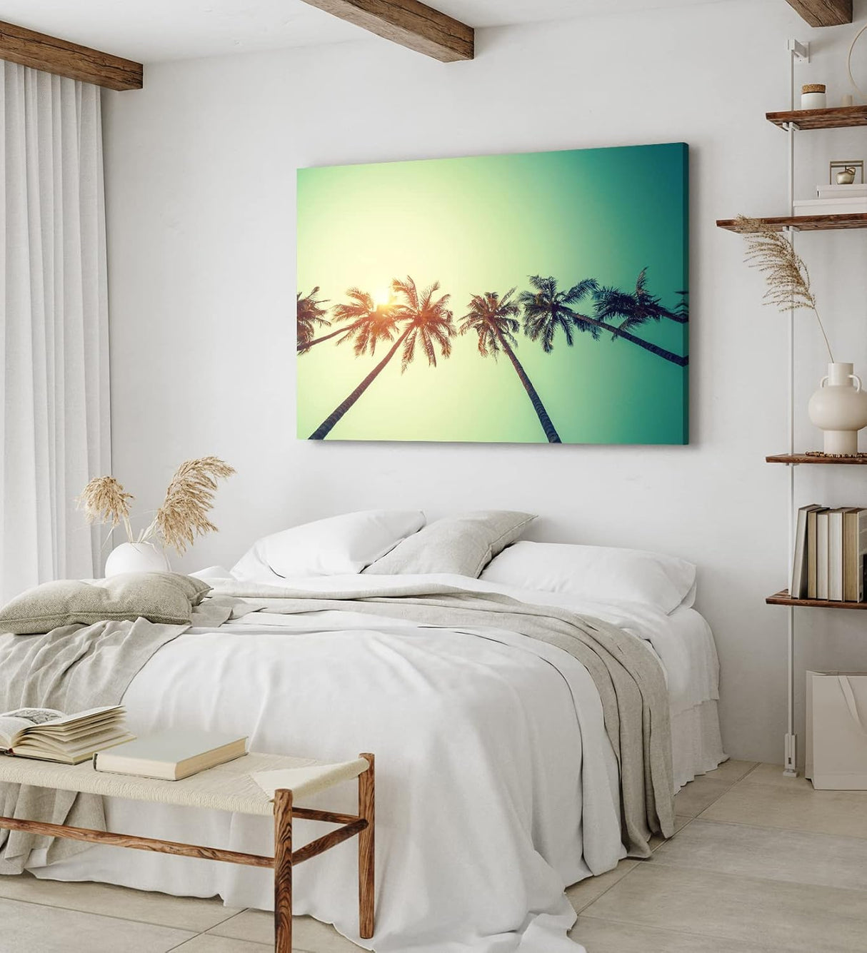 Wandbild 120x80cm Palmen Süden Sonnenschein Sommer Himmel Kunstvoll