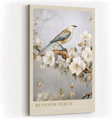 Paul Sinus Kunstdruck 40x60cm Blossom Perch – Vogel auf blühendem Ast in zartem Blütendesign und poetischer Harmonie