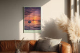 Paul Sinus Wandbild in 40x60cm Segelboot bei Sonnenuntergang auf stillem Wasser mit violett-orangefarbenem Himmel