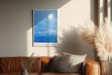 Paul Sinus Wandbild in 40x60cm Vogelschwarm vor hellem Vollmond auf blauem Himmel