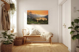 Sinus Art Wandbild 120x80cm Malerische Berglandschaft mit Sonnenuntergang und reflektierendem See