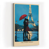 Paul Sinus Wandbild in 40x60cm The Paris Night – romantische Pariser Nachtszene mit Paar und rotem Schirm vor dem Eiffelturm für elegante Raumgestaltung
