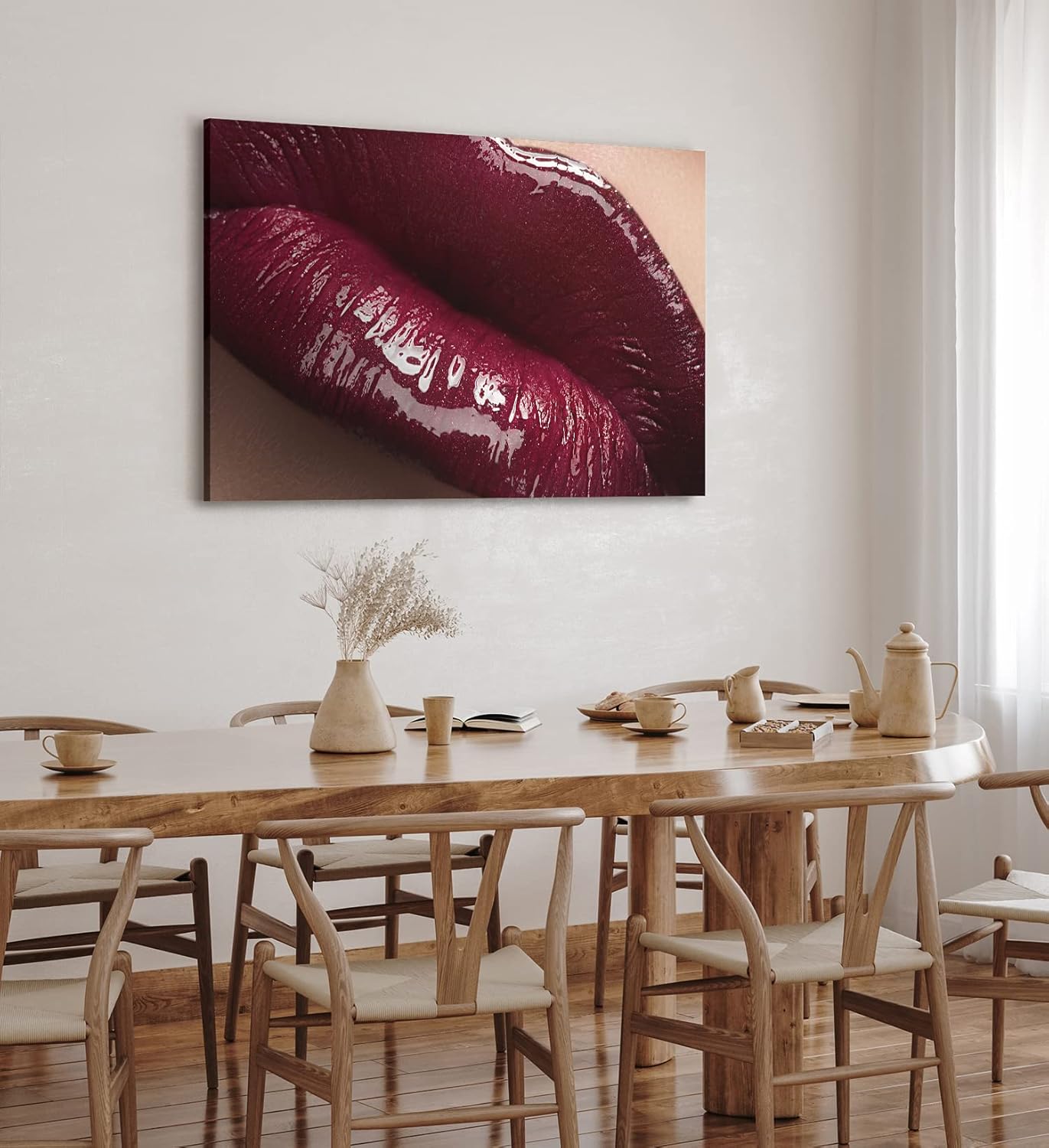 Paul Sinus Wandbild 120x80cm Volle Lippen roter Lippenstift Schlafzimmer Sexy