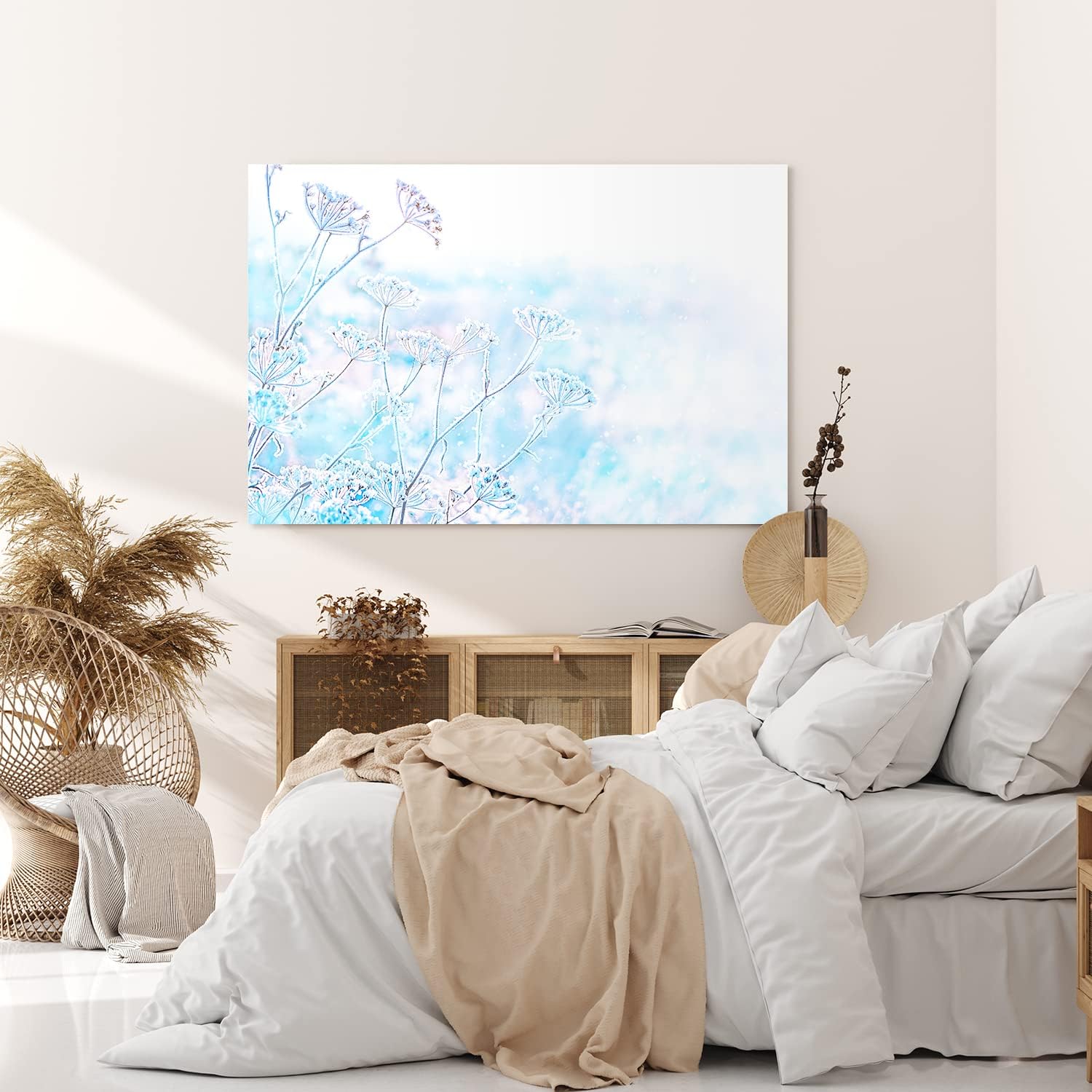 Paul Sinus Wandbild 120x80cm Winter Schnee Schneeflocken Weiß Blau Hellblau