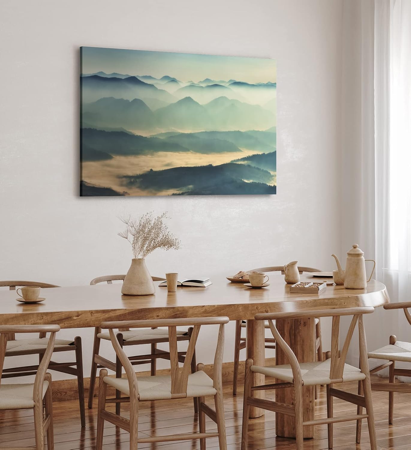 Paul Sinus Wandbild 120x80cm Berglandschaft Nebel Berge Wolken Berghügel
