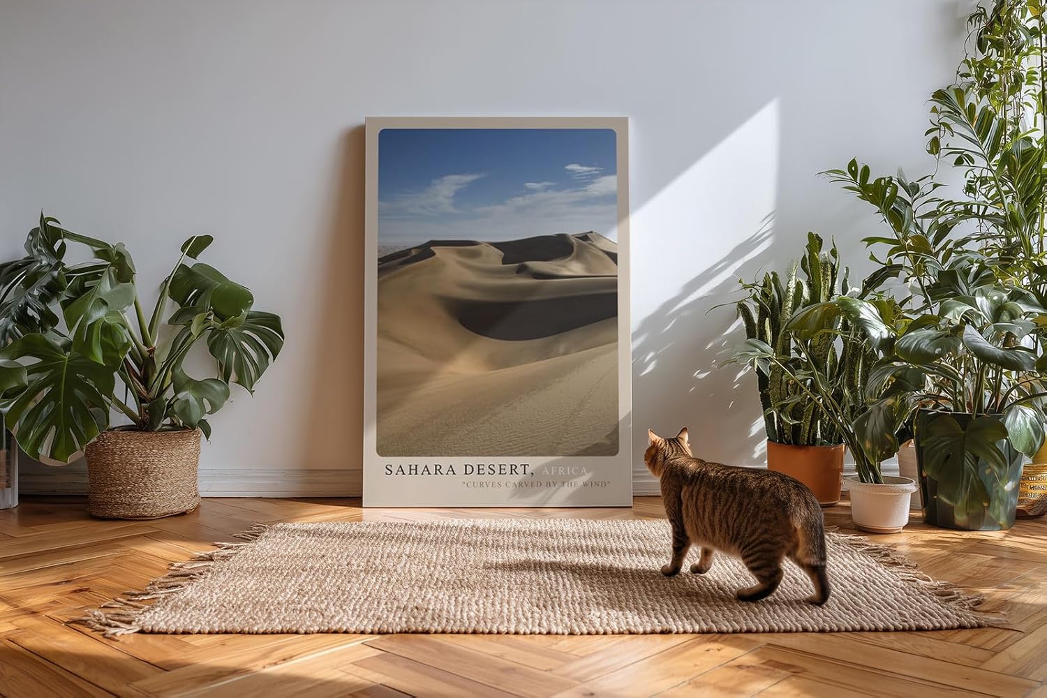 Paul Sinus Kunstdruck 40x60cm Sahara Desert Africa – Endlose Sanddünen im goldenen Licht mit weichem Schattenspiel