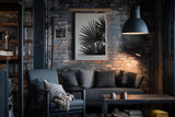 Paul Sinus Wandbild in 40x60cm Palm Shadows – Schwarz-weißes Palmenblattmotiv mit markanten Lichtund Schattenspielen