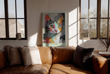 Paul Sinus Wandbild in 40x60cm Colorful Cutie – farbenfrohes Katzenportrait in moderner Maltechnik für kreative Wohnraumgestaltung