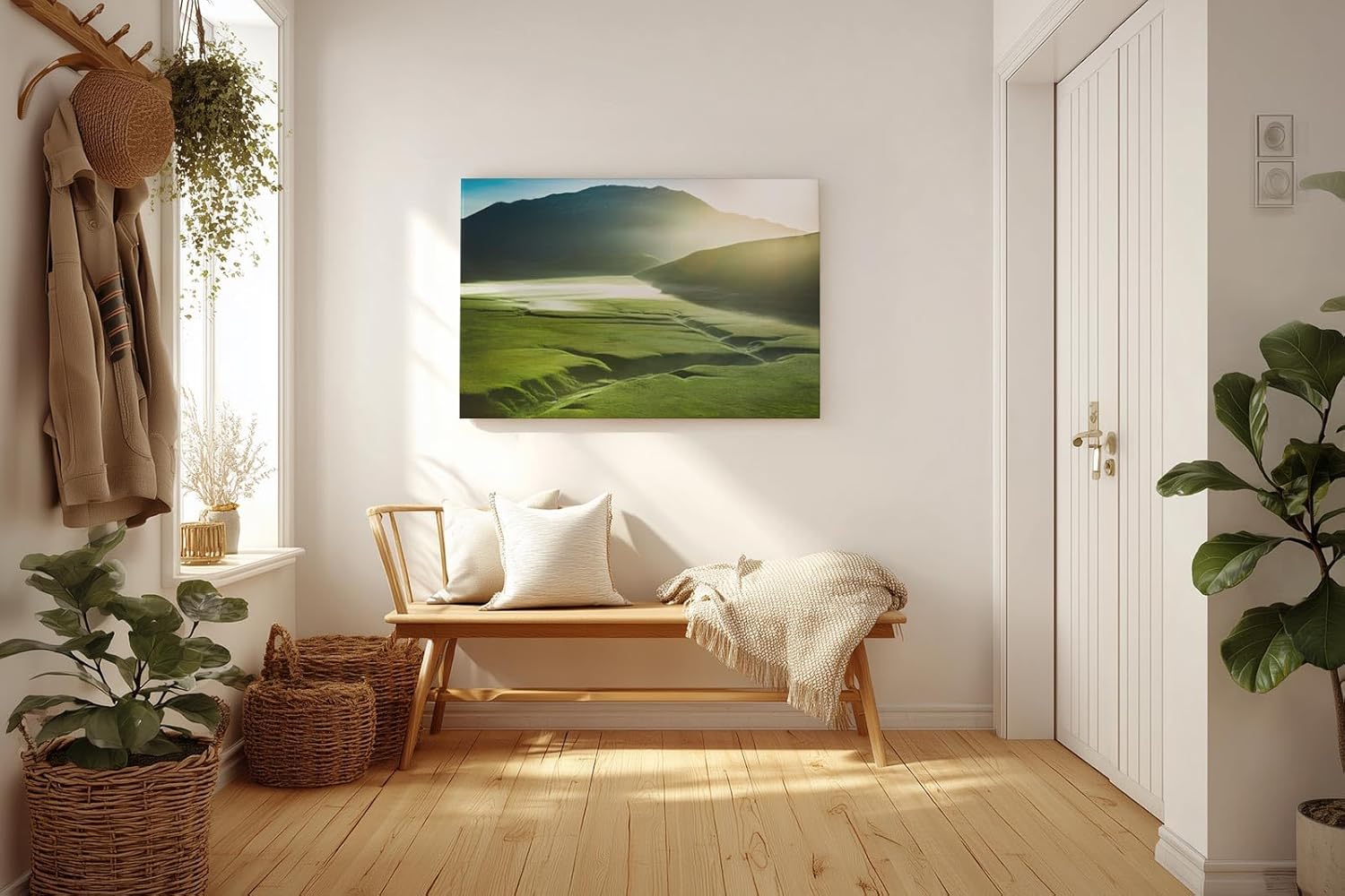 Sinus Art Wandbild 120x80cm Faszinierende Weite mit weichem Sonnenlicht und harmonischer Farbgebung