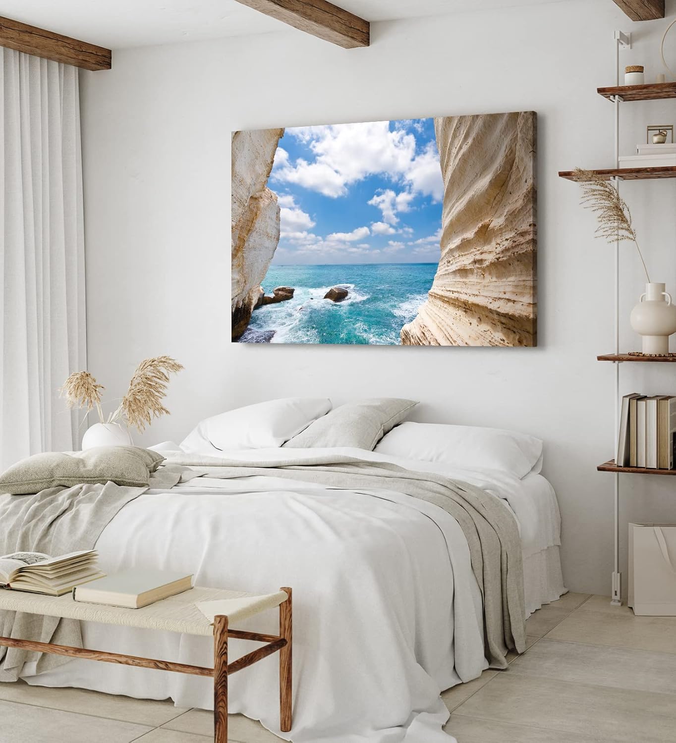 Paul Sinus Wandbild 120x80cm Rosch Hanikra Grotten Israel Meer Sonnenschein Horizont