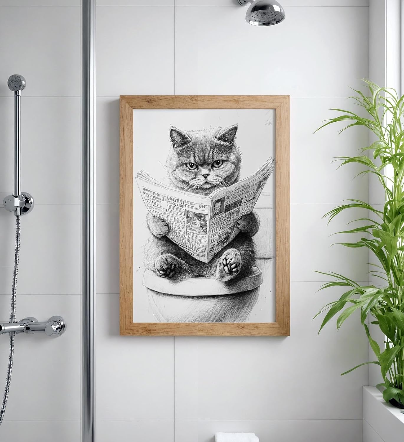 Paul Sinus Poster/Leinwandbild/Rahmenoption Lustiges Katzenbild – Witzige Klo-Deko für dein Badezimmer – Perfekt für Gäste-WCs