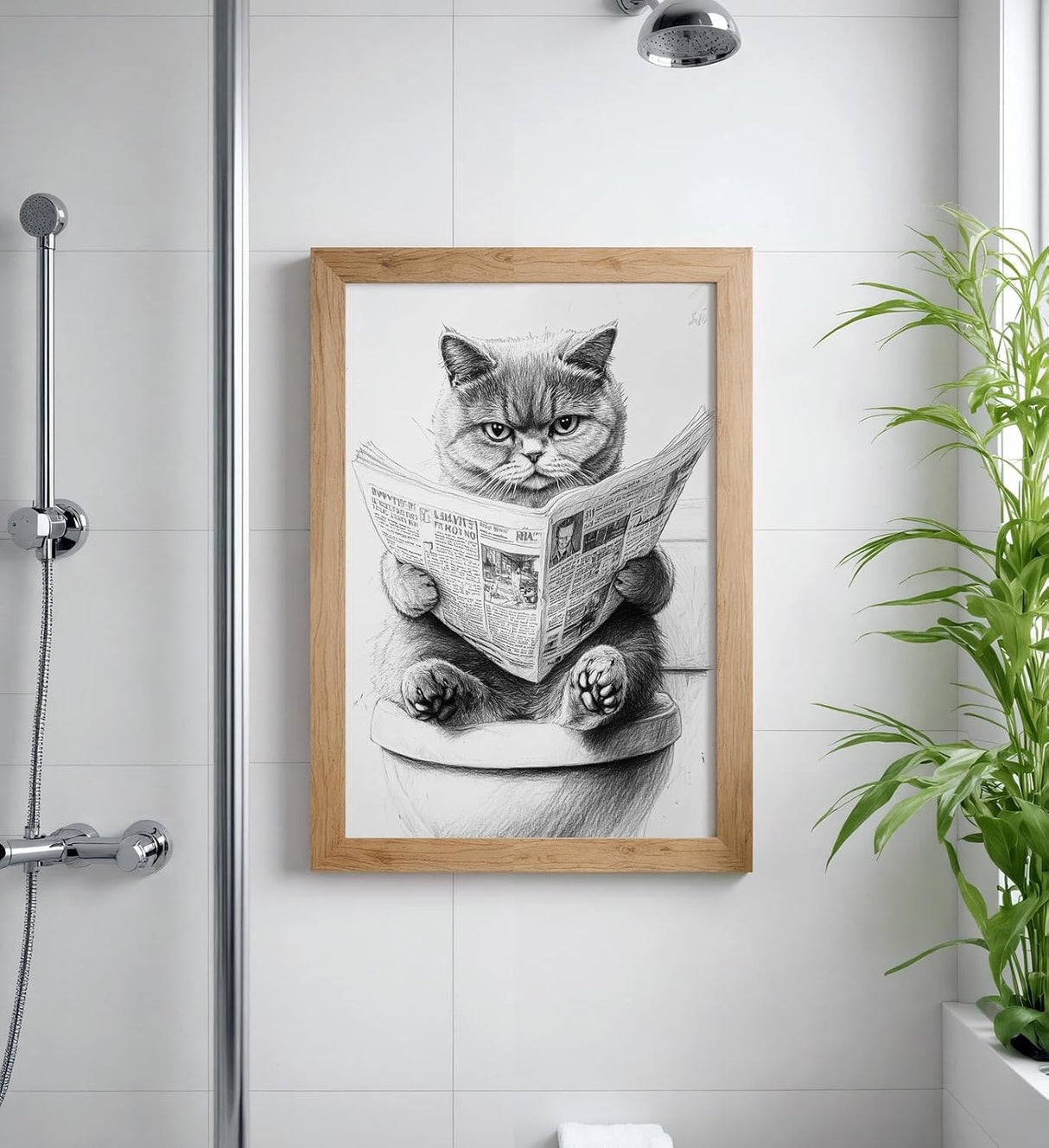 Paul Sinus Poster/Leinwandbild/Rahmenoption Lustiges Katzenbild – Witzige Klo-Deko für dein Badezimmer – Perfekt für Gäste-WCs